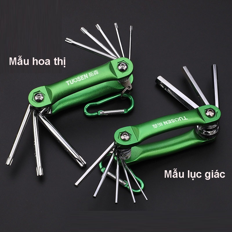 Bộ lục giác gập 8 chi tiết mẫu hoa thị và lục giác - Hàng chính hãng Tuosen