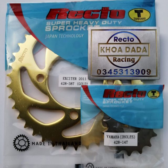 Nhông dĩa exciter 135 Recto, dĩa vàng, 14/38