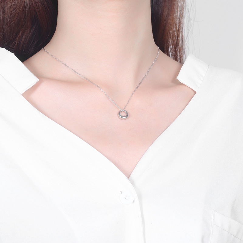 Dây chuyền bạc nữ TLEE mẫu mặt tròn dáng giọt nước TleeJewelry D0190