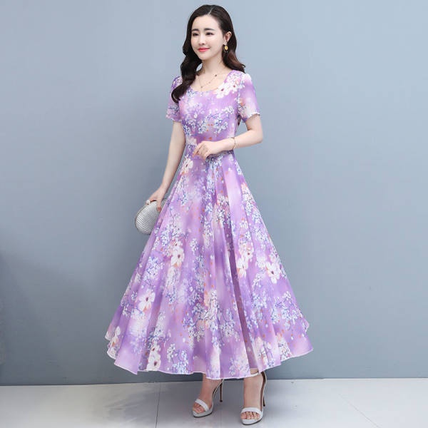 Đầm Hoa Cổ Tròn Ôm Dáng Thời Trang Dành Cho Nữ