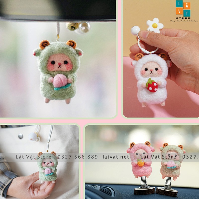 Bộ len chọc Cừu Bé Cưng Đơn Giản Siêu Dễ và Rẻ với LEN XOĂN siêu xịn và đẹp - Needle felting sheep, quà tặng ý nghĩa