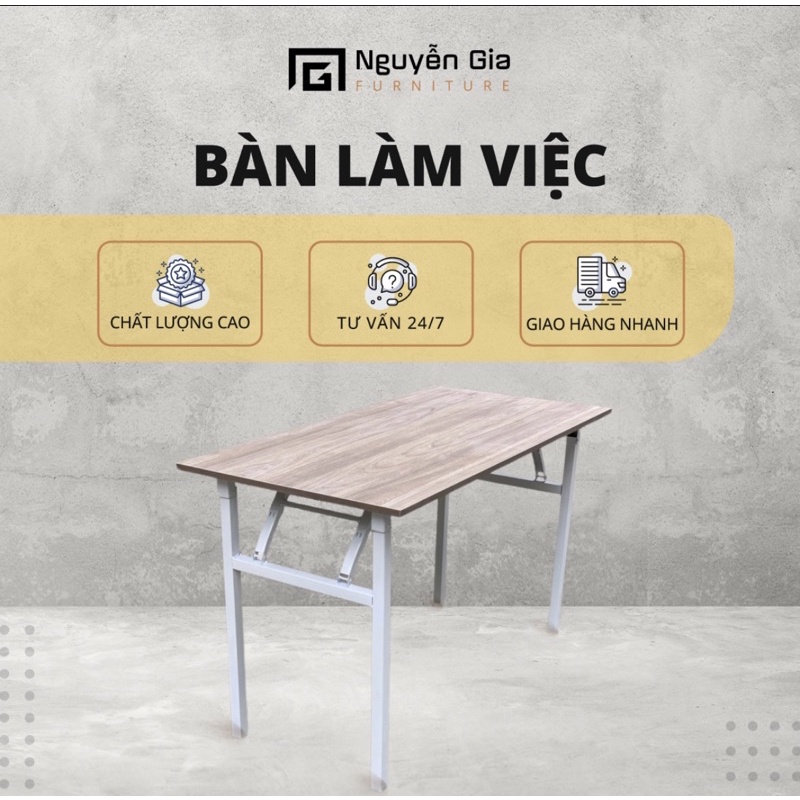 Bàn xếp gọn, gấp gọn thông minh 60x120 chân trắng tiết kiệm diện tích