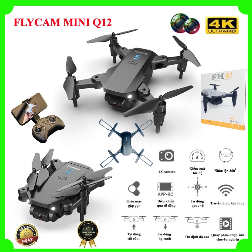 Flycam Mini Có Camera ⚡️𝐅𝐑𝐄𝐄 𝐒𝐇𝐈𝐏⚡️ Drone Mini Giá Rẻ - Máy Bay Điều Khiển Từ Xa
