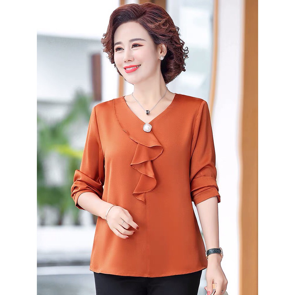 Áo trung niên nữ sang trọng - kiểu dáng suông đẹp hiện đại chất liệu mát mặc dễ chịu thoải mái