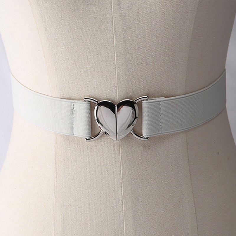 Thắt Lưng Mềm Mỏng Co Giãn Màu Trơn Khóa Kim Loại Trái Tim Đơn Giản DIY Cho Nữ