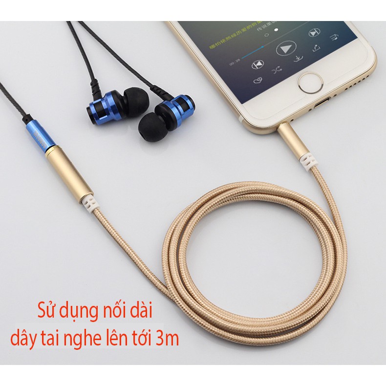 Dây nối dài 3M cho tai nghe và các thiết bị âm thanh chuẩn 3.5mm/4 khấc