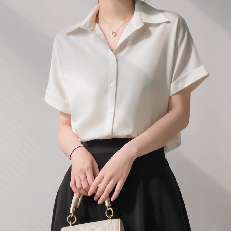 Áo sơ mi công sở cơ bản cộc tay bốn màu siêu xinh