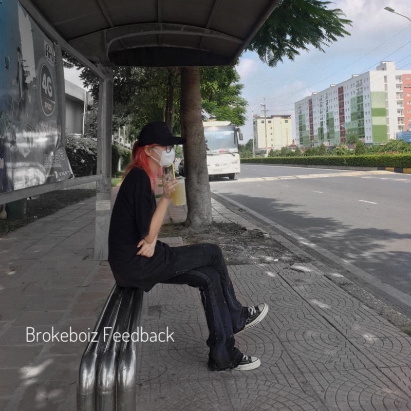 Quần ống loe xả lai vảy sơn màu đen Gallerydept vibe Brokeboiz phong cách Rockboiz