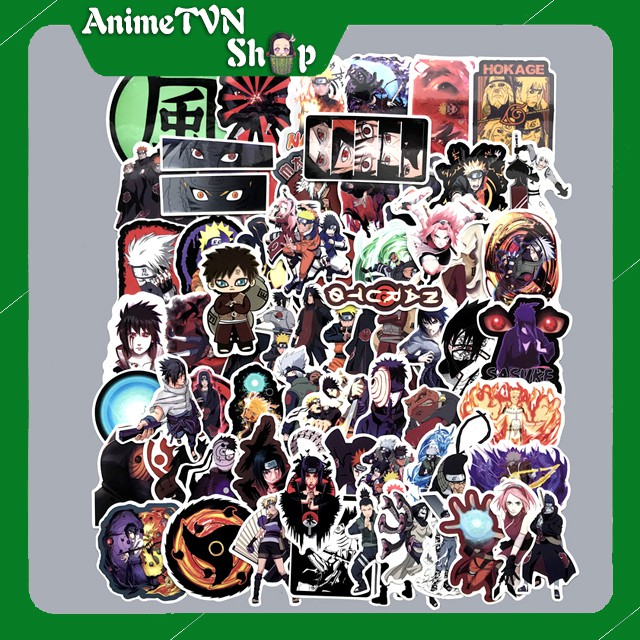 Miếng dán Sticker anime Naruto trọn bộ 110 hình - In rõ ràng sắc nét khó tróc