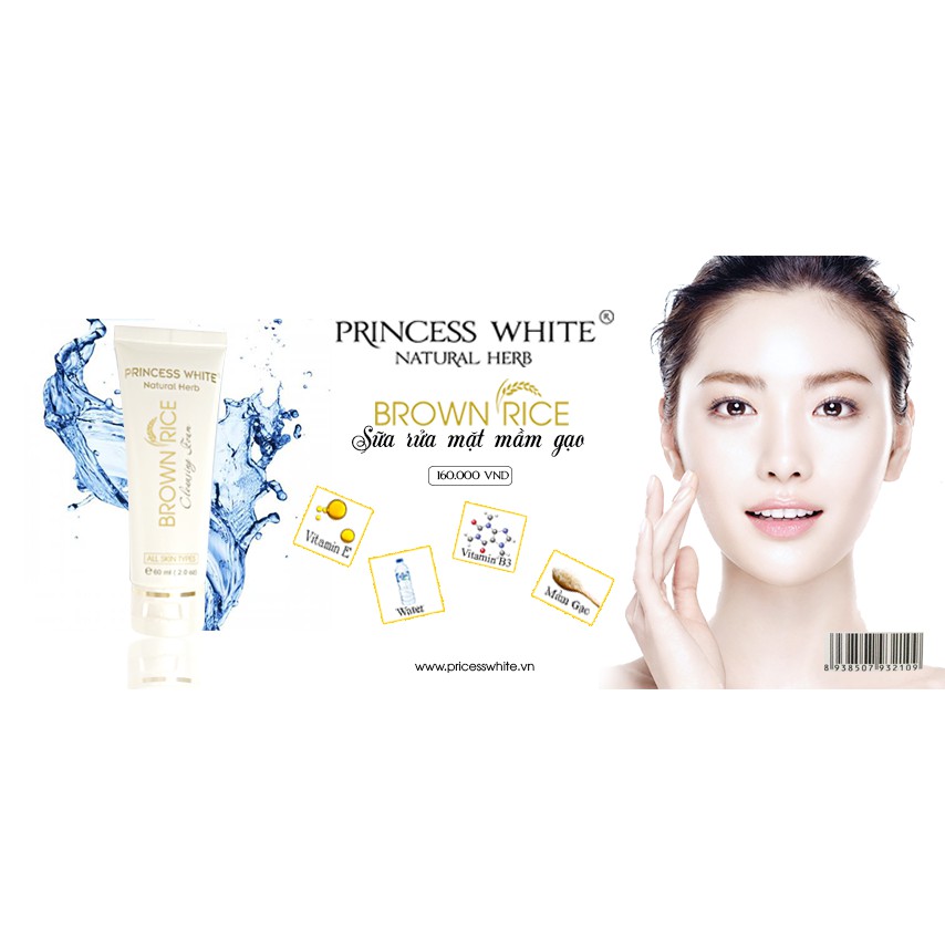 SỮA RỬA MẶT MẦM GẠO LÀNH TÍNH HỢP MỌI LOẠI DA PRINCESS WHITE | BigBuy360 - bigbuy360.vn