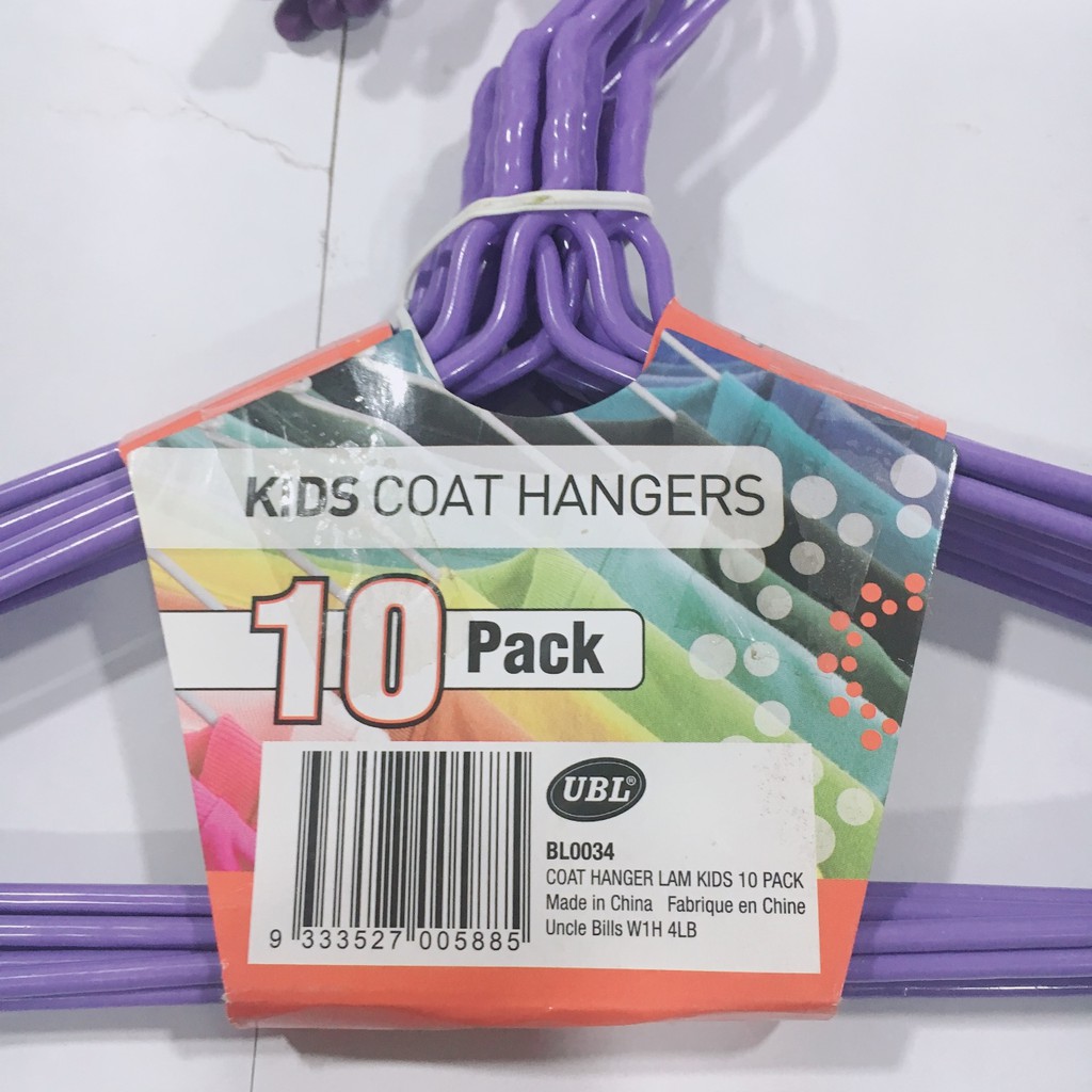 10 móc quần áo trẻ em cao cấp Uncle Bills BL0034 tiện dụng an toàn thiết kế có gờ chống trượt tiết kiệm thời gian