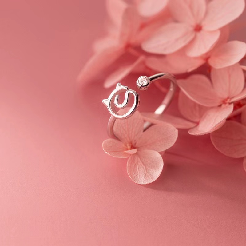 [Cois N] Nhẫn Kim Cương Hình Mèo Dễ Thương Cho Nữ Sinh