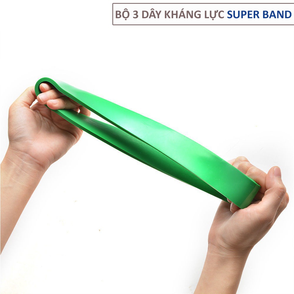 Bộ 3 Dây Kháng Lực Super Band Chuyên Dụng Các Bài Tập Săn Chắc Cơ Mông, Cơ Đùi, Cơ Bụng, 3 Dây Tương Ứng 3 Cấp Lực