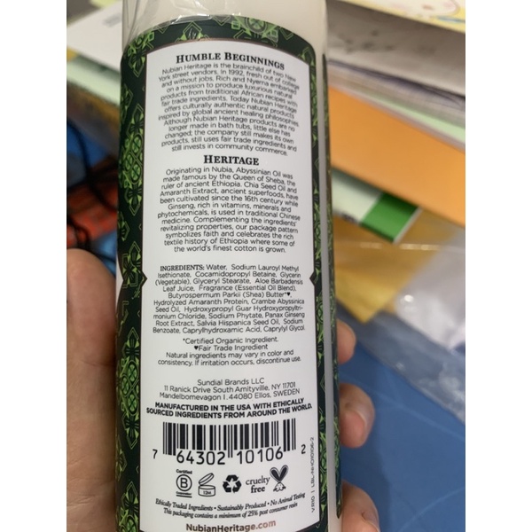 SỮA TẮM ABYSSINIAN OIL & CHIA Seed Nubian 384ml