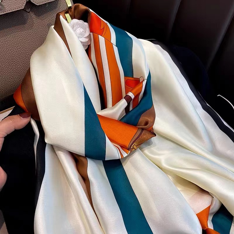 Khăn Quàng Cổ Chống Nắng Thoáng Khí In Họa Tiết Thời Trang Bằng Lụa Tudung WJ1088-60