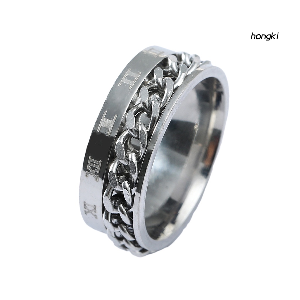 Nhẫn Thép Không Gỉ Khắc Số La Mã Thời Trang Cho Nam