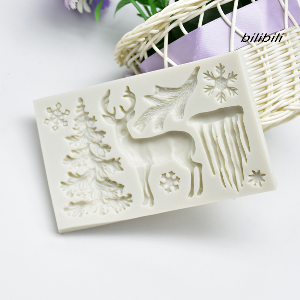 Khuôn làm bánh kẹo bằng silicon hình cây thông/ tuần lộc/ cây thông/ tuần lộc đáng yêu