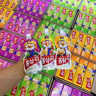 Hộp 10 túi Nước hồng sâm. hoa quả Paldo Pororo Hàn Quốc Date 06/10/2020