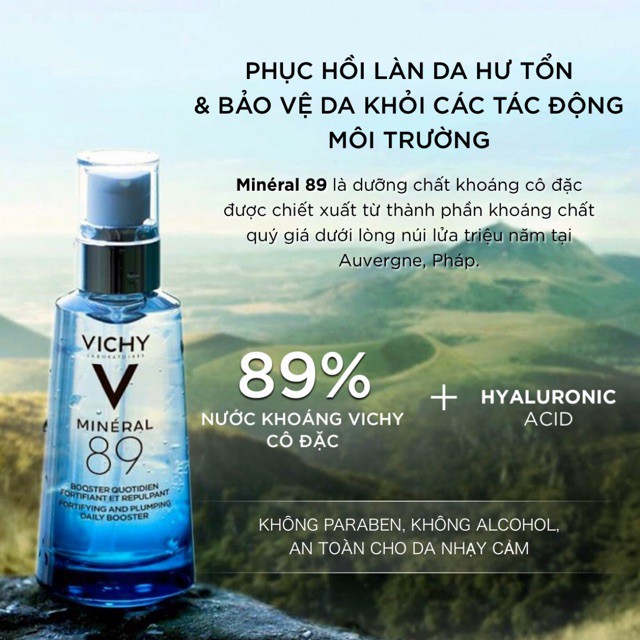 [ CHÍNH HÃNG ] Tinh Chất Khoáng Cô Đặc Phục Hồi Và Bảo Vệ Da Vichy Mineral 89 - 50ml