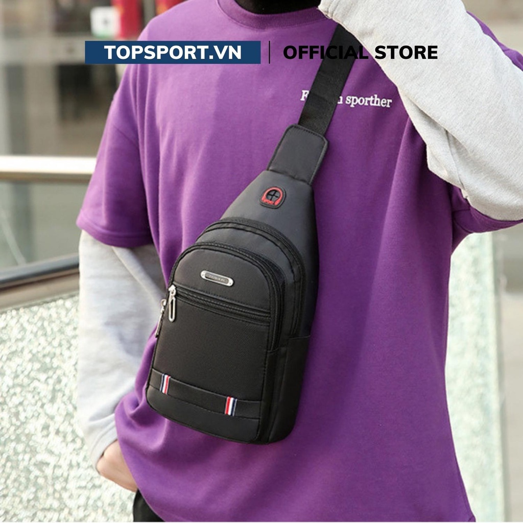 Túi Đeo Chéo Nam Túi Đeo Ngực Mini Vải Canvas Chống Nước 3 Ngăn Phong Cách Hàn Quốc