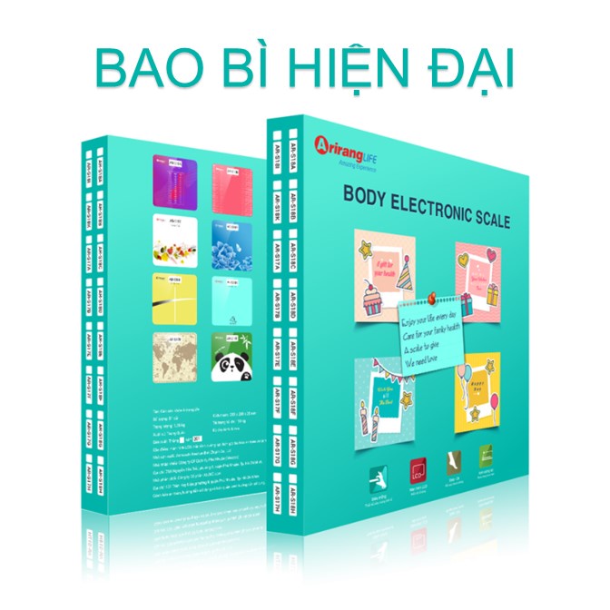 Cân sức khỏe điện tử Arirang mặt kính cường lực tải trọng 180kg