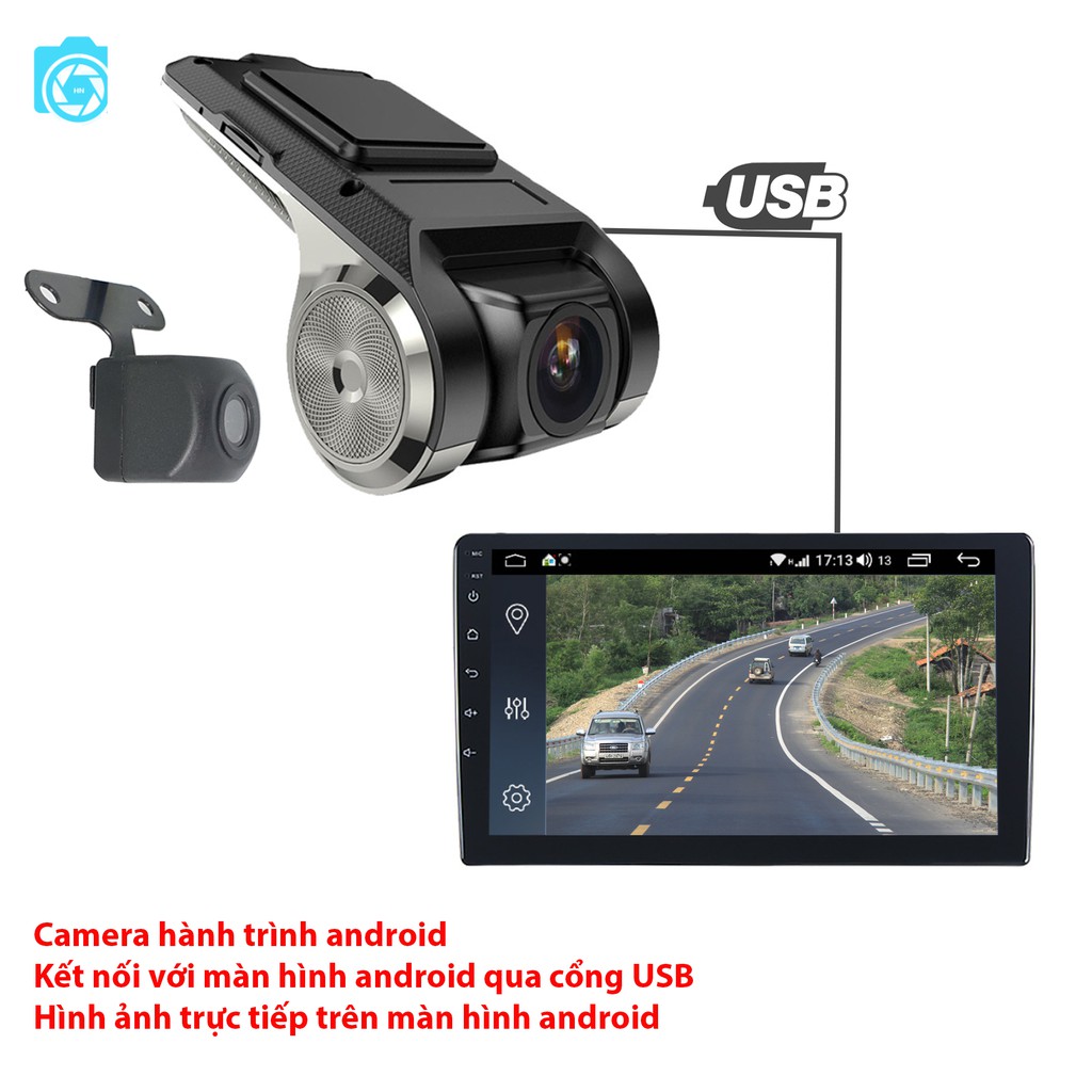 Camera hành trình và camera lùi dùng cho màn hình android ghi hình cả trước và sau