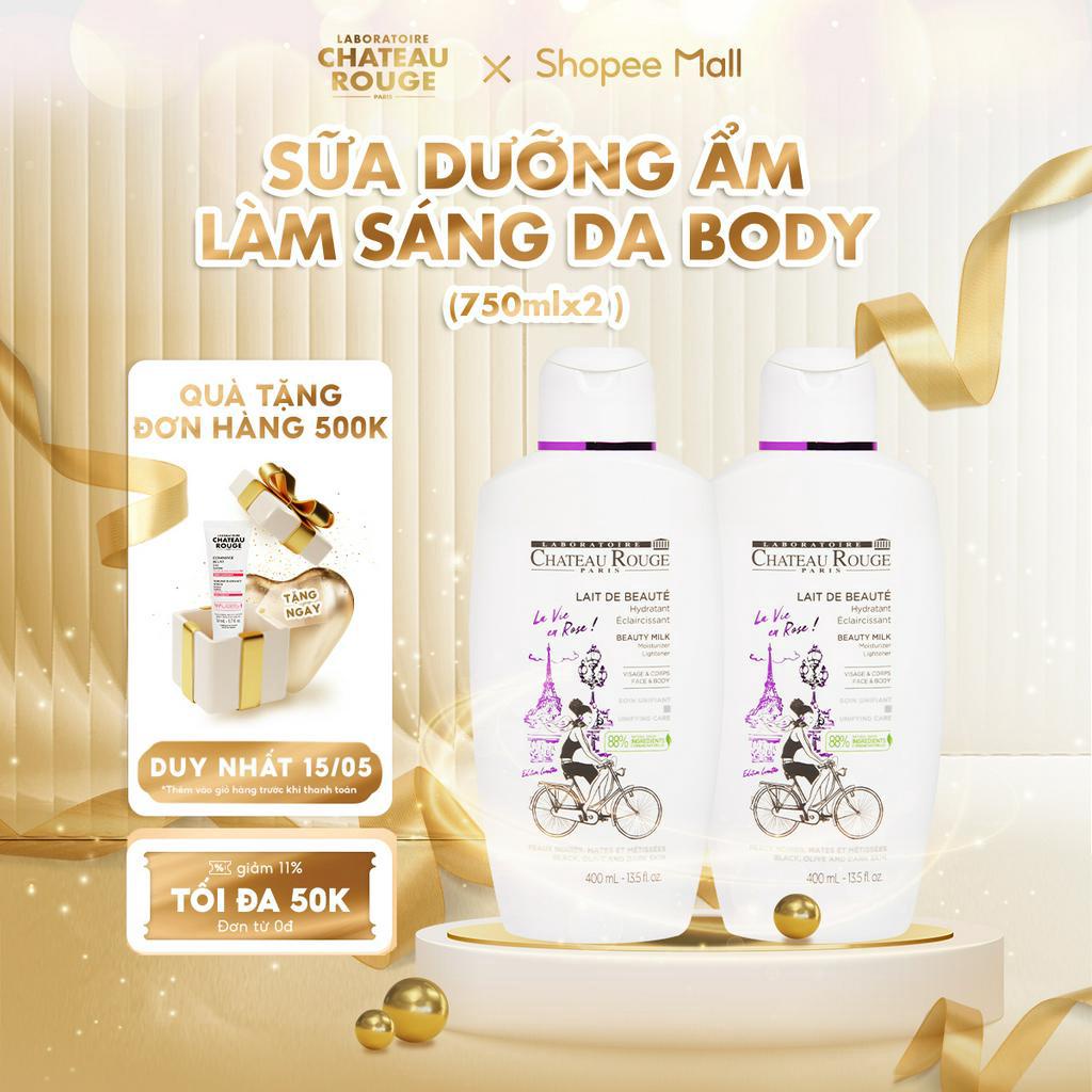 Combo 2 chai Sữa Dưỡng ẩm chống nứt nẻ - Trắng da - Loại bỏ tế bào chết Chateau Rouge 2*400ML