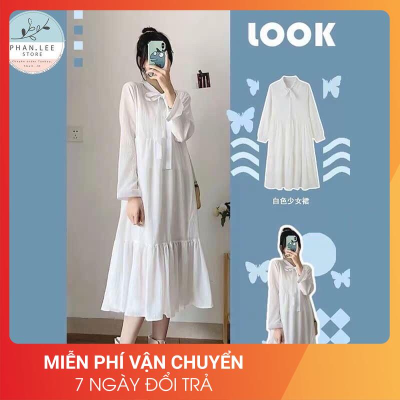 Váy dài nơ cổ tiểu thư 24April 🌸 Váy dài kiểu dáng Hàn Quốc | BigBuy360 - bigbuy360.vn