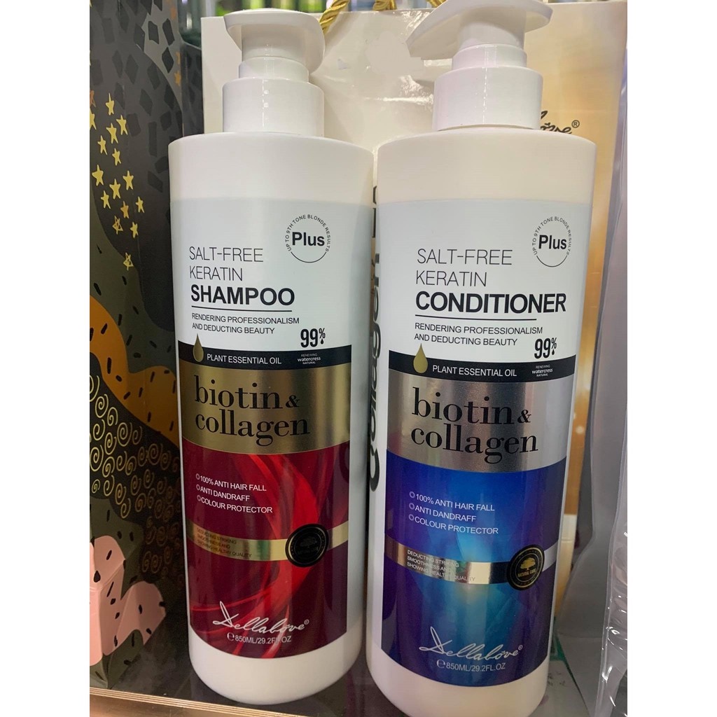 Cặp Dầu Gội Xả BIOTIN COLLAGEN PLUS 850MLx2 Mềm Mượt Tóc- Hàng Chính Hãng Pink Cosmetic