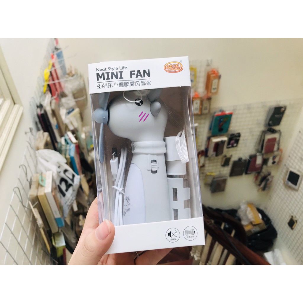 Quạt mini cầm tay phun sương LD 707 khủng long- tuần lộc siêu xinh- siêu tiện lợi - có đèn