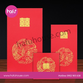 COMBO 10 BAO LÌ XÌ ĐÁM CƯỚI HỶ VÀNG LONG PHỤNG HAFU HOUSE M5