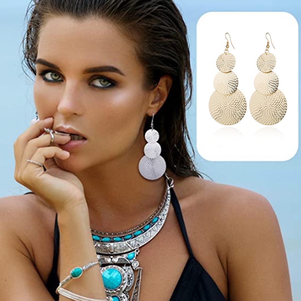 12 Pairs Drop Dangle Earrings Set Metal Bohemian Vintage Statement Earrings Boho Jewelry for Women Girls infashion