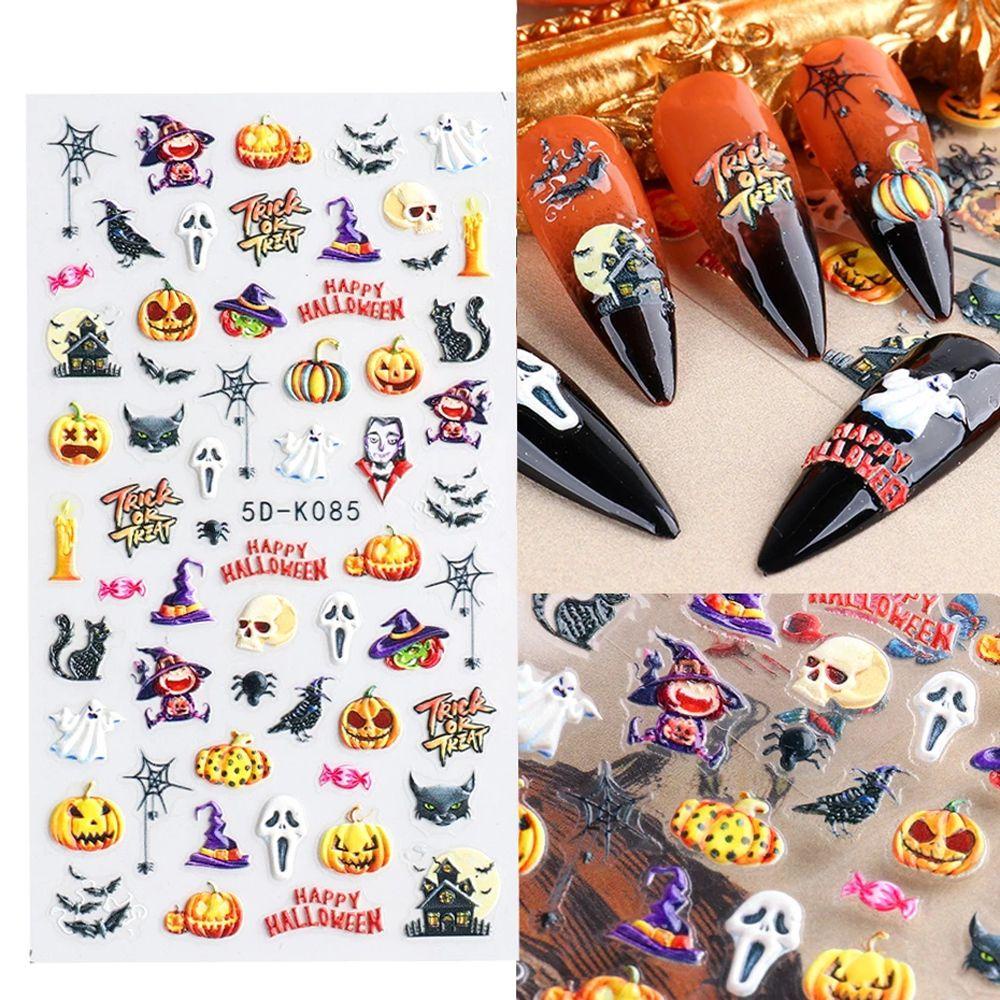 OCEANMAP Miếng Dán Trang Trí Móng Tay 5D Tự Dính Họa Tiết Đầu Lâu Ba Chiều