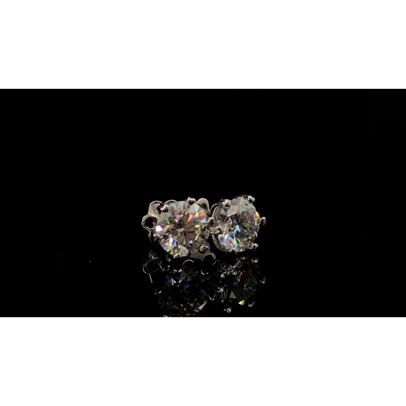 Kim cương Moissanite kiểm định ép vỉ - Bông tai bạc 950 xi bạch kim