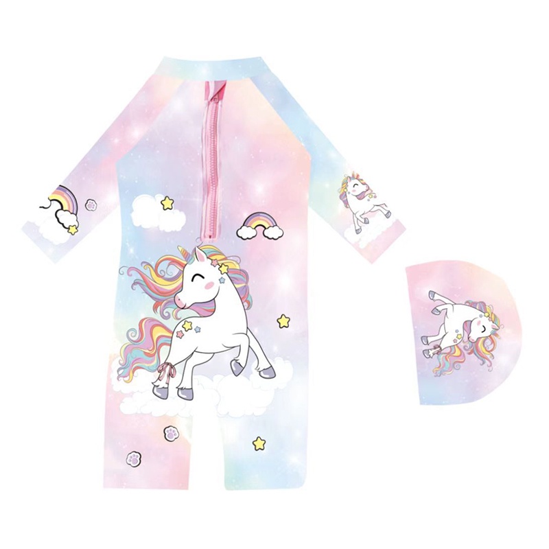 Bộ Đồ Bơi Dài Tay Chống Nắng In Hình Kỳ Lân One Piece Cho Bé Trai Và Gái AKKU