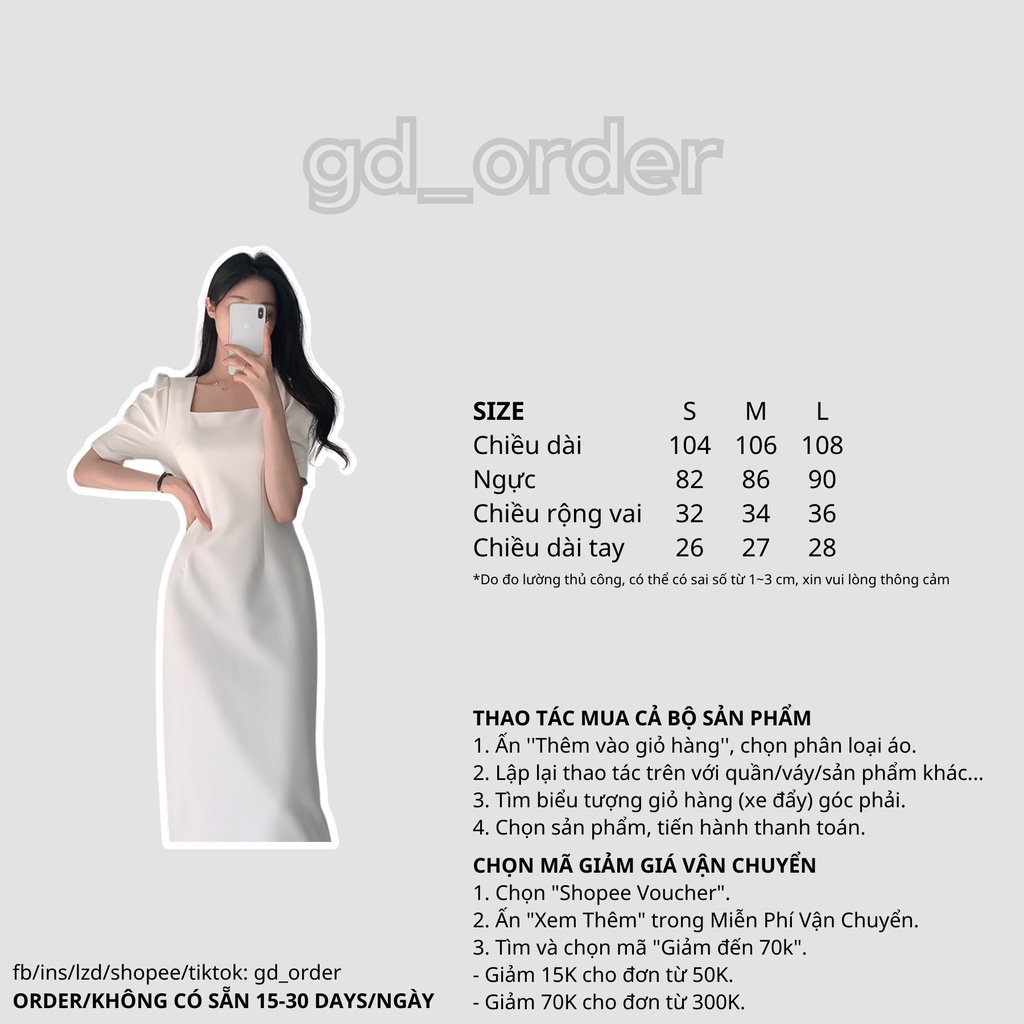 D1|Đầm nữ sang trọng thiết kế dạo phố công sở dự tiệc tay bí gd_order