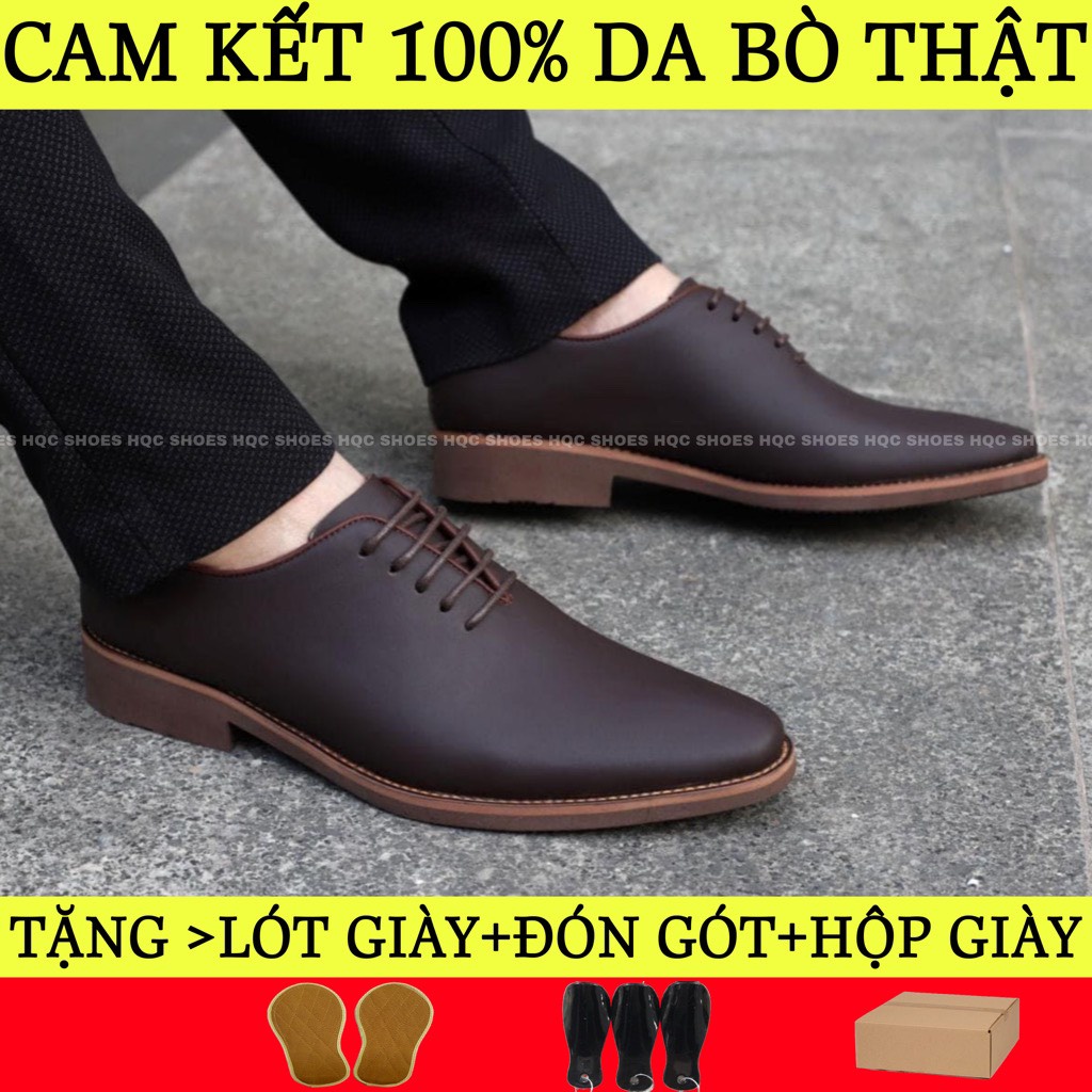 Giày Tây Nam Cao Cấp GT886 Da Bò Nhập Khẩu Nguyên Tấm Phong Cách Dây Buộc Lịch Lãm Bảo Hành 1 Năm