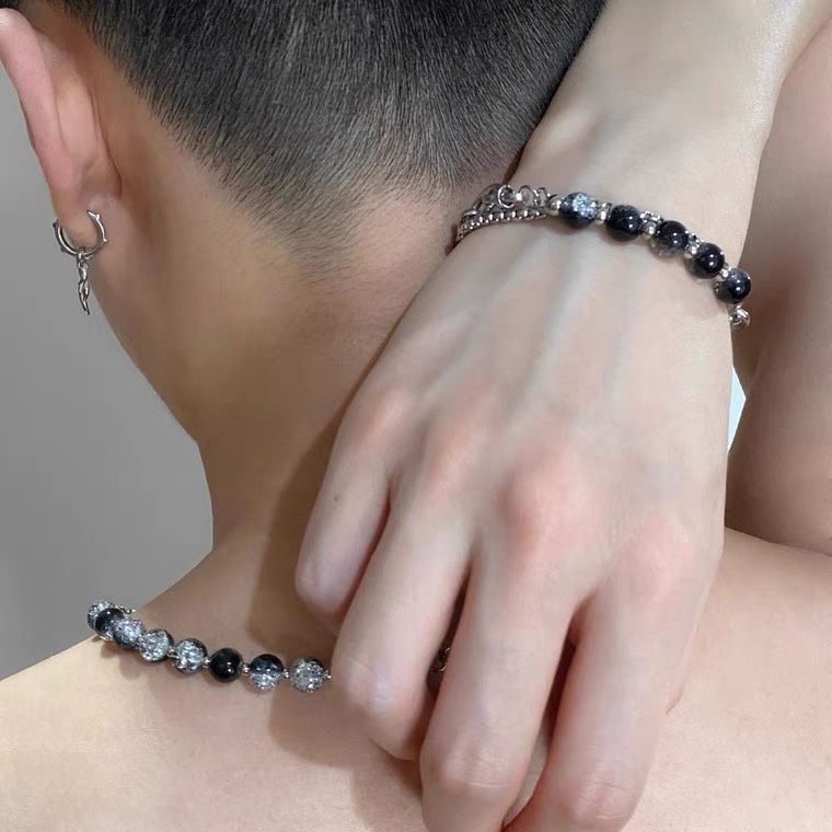 Vòng Tay Chuỗi Hạt Bằng Thép Titan Phong Cách hip hop Thời Trang Cho Nam Và Nữ