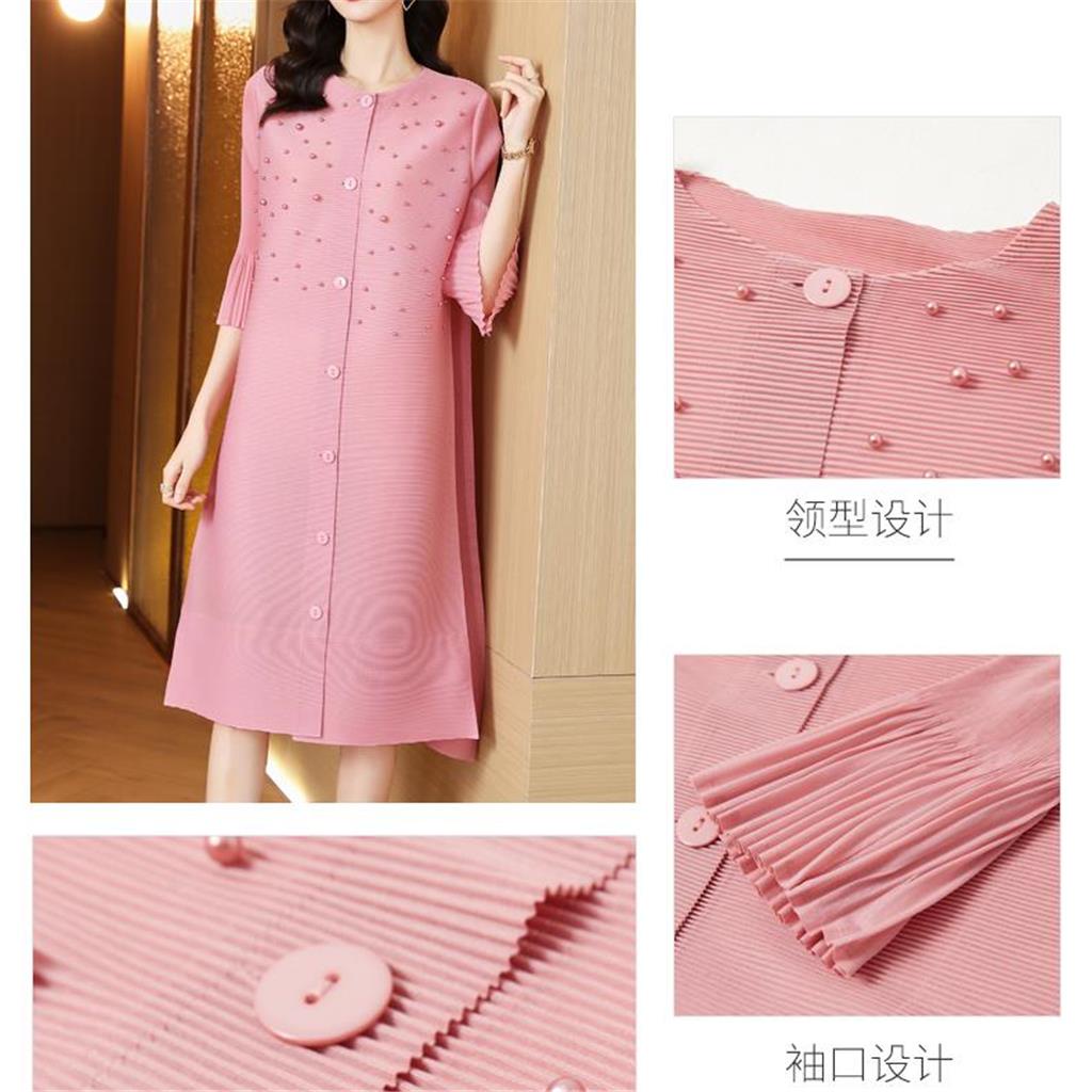 Áo Khoác Dáng Dài Cổ Tròn Đính Hạt Thời Trang Xuân Thu 2022 Cho Nữ