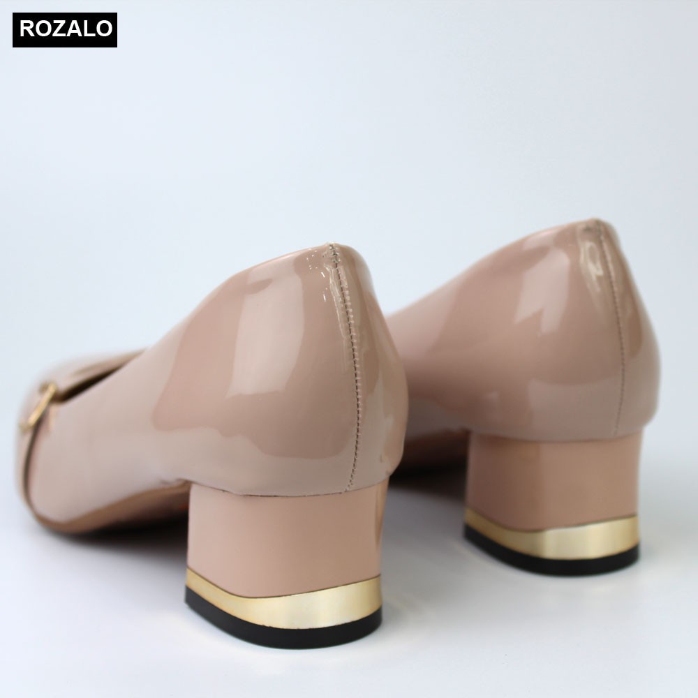 Giày nữ cao gót 3P da bóng gót viền kim loại Rozalo R6803