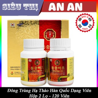Viên đông trùng hạ thảo Bio Hàn Quốc Hộp 2 lọ 120 viên