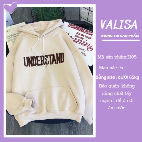 Áo hoodie nam nữ dày form rộng hàn quốc giá rẻ có mũ UNDERSTAND H02 | BigBuy360 - bigbuy360.vn