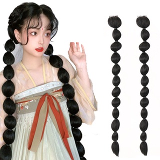 Tóc giả WIGSIN kiểu bong bóng dài kẹp đuôi ngựa màu đen nối dài tóc
