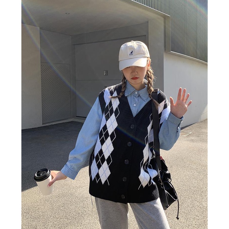 Áo len không tay cổ chữ V thời trang nữ tính