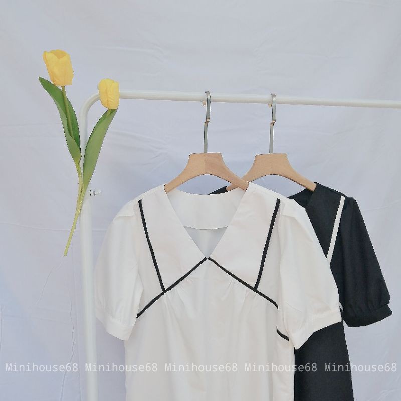 ✳ÁO BABYDOLL CỔ V PHỐI VIỀN MINIHOUSE68 - KIỂU BABYDO NỮ | BigBuy360 - bigbuy360.vn