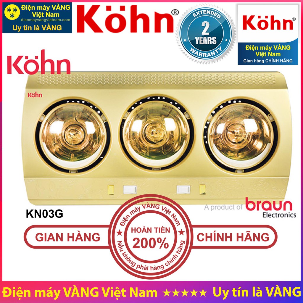 Đèn sưởi nhà tắm Kohn KN02G KN03G KP02G KP03G KU02PG KU03G K150 KH01 - Hàng chính hãng