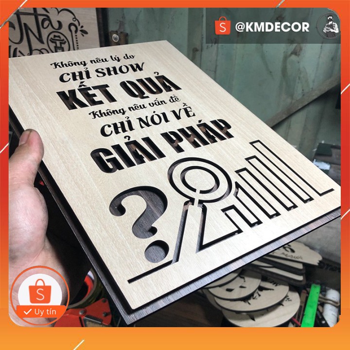 [Quà tặng công sở] Tranh văn phòng treo tường tạo động lực bằng gỗ kích thước  20x27cm - Mẫu "không nên lý do