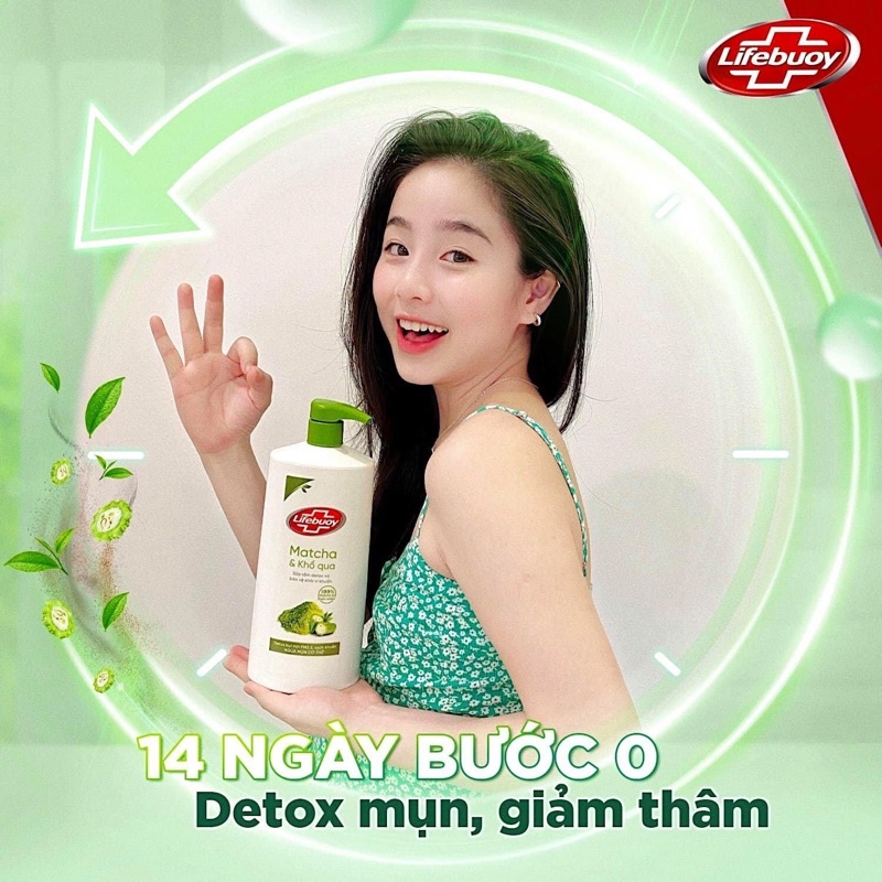 Sữa tắm lifebuoy matcha khổ qua, than hoạt tính,trà phúc&muối lộc,hoa sen thảo dược