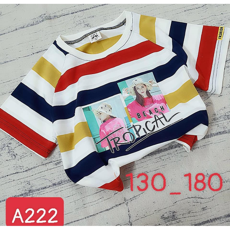 Áo croptop COOL bé gái điệu đà thun cotton xinh mát hàng nhập y hình 4 màu