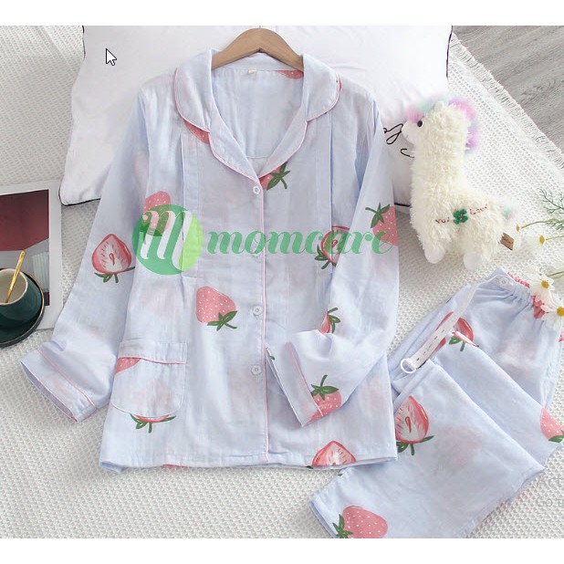 Bộ đồ bầu sau sinh cho con bú ti XÔ NHẬT thô đũi cực mát - Pijama bầu & sau sinh Quần áo bầu mặc nhà mùa hè đẹp Bigsize